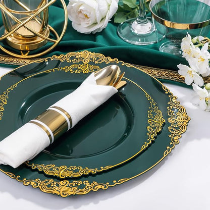 Nervure 100Pcs 10.25'' Green Plastic Plates, Party Plates - Image 2