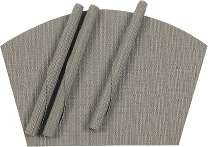 SHACOS Wedge Shaped Placemats Set of 4 Woven Vinyl Dining Table Place Mats Round Table Mats Non Slip Heat Resistant Wipe Clean Indoor Outdoor Table Decor (4, Gray)