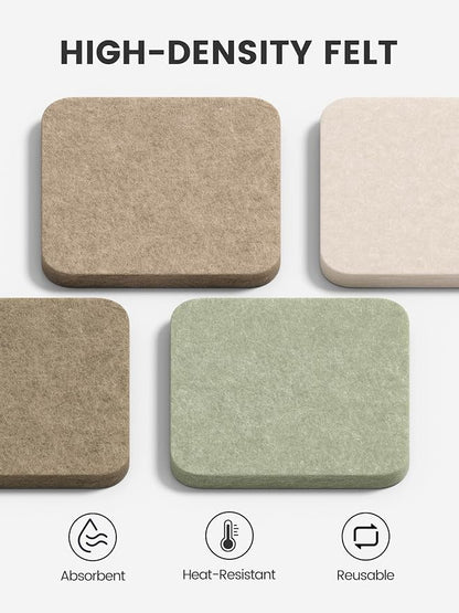 Fluxynara Felt Coasters with Holder, Linen Dusk | Square Felt Coasters - Image 3