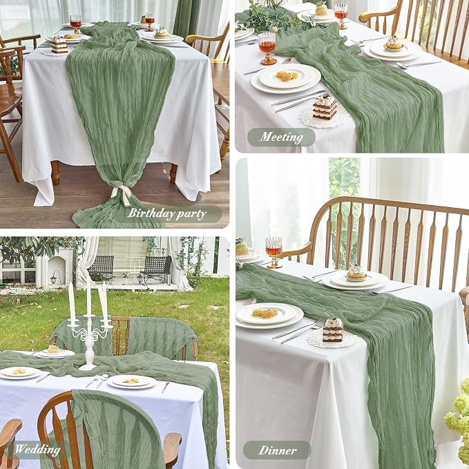 IVAPUPU Sage Green Table Runner 120 Inches - Image 6