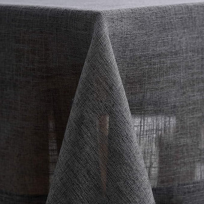 maxmill Flaxy Faux Linen Table Cloth with 2-Tone Slubby Texture Wrinkle Resistant Anti-Shrink Soft Tablecloth for Kitchen Dining Tabletop for Banquet Parties Rectangle 60 x 140 Inch Charcoal