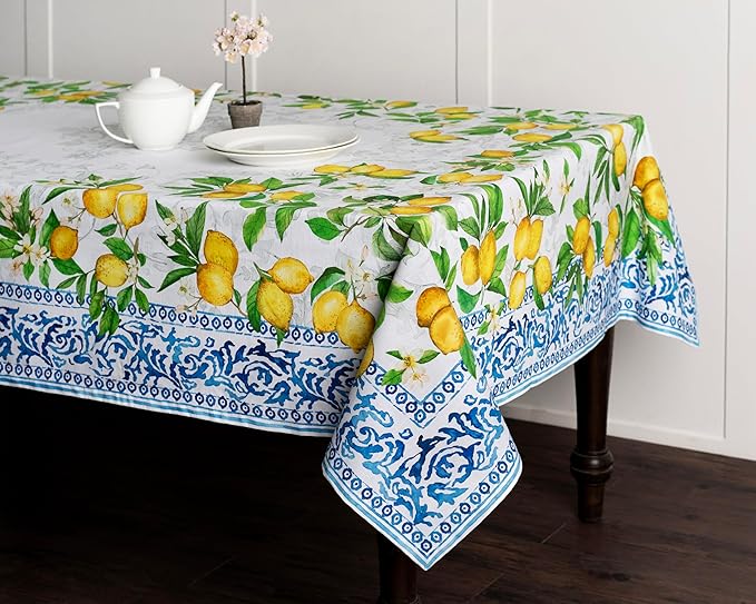 Maison d' Hermine Table Cloth Square Table 100% Cotton 54 x 54 Inches Tablecloth Reusable Decorative for Dining Room Farmhouse Home Valentines Day Decorations Spring Summer - Cedrat