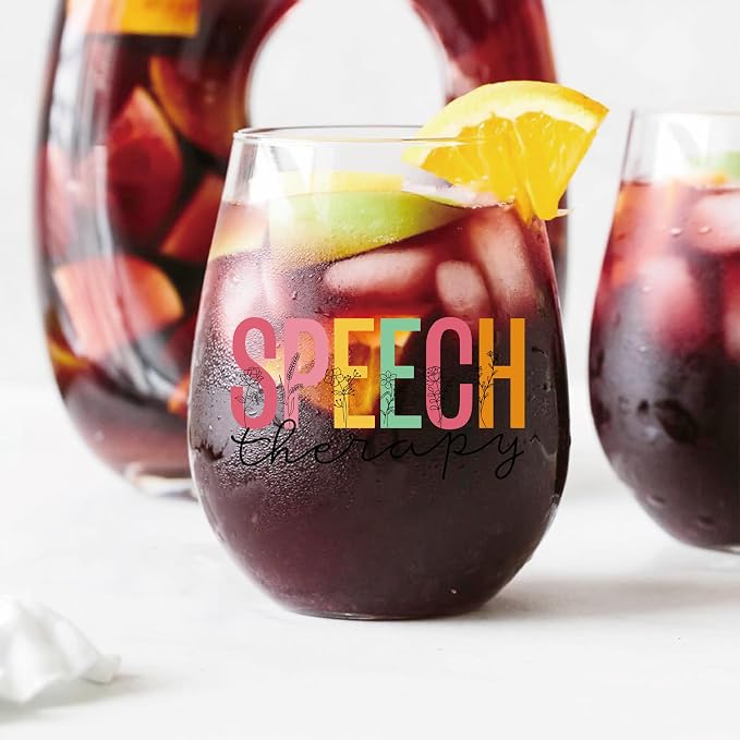 AGMDESIGN Funny Speech Therapy Wine Glass Speech Therapy Gifts, SLP Gift Cups - Image 3
