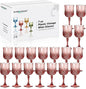 XUWAIDSGN 24 Pcs 7oz Plastic Vintage Wine Glasses Drinking Glasses Unbreakable Wedding Glassware Crystal Water Goblets Reusable Drinkware Vintage Champagne Flutes (24, Rose Gold)