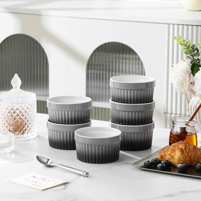 MALACASA Ramekins 6 oz Oven Safe, Small Ceramic Souffle Dishes - Image 8