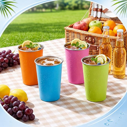 Mimorou 4 Pack Stainless Steel Pint Cups Metal Cups Unbreakable Drinking Water - Image 7
