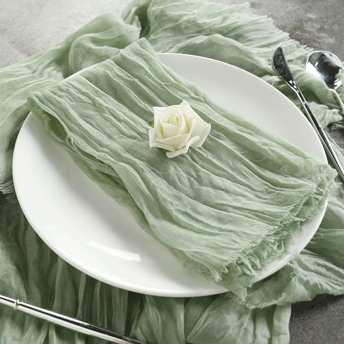 Efavormart 5 Pack 24"x19" Sage Green Matte Gauze Cheesecloth Napkins, Botanical - Image 5