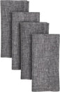 Solino Home Linen Cloth Napkins Set of 4-100% Pure Linen Chambray Black Dinner Napkins 20 x 20 Inch for Winter - Athena, Handcrafted and Machine Washable