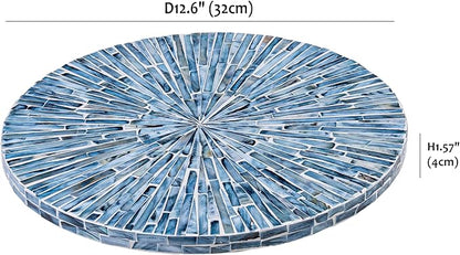 PEMAR Mother of Pearl Lazy Susan for Countertop Table (Blue Starburst, Standard (D12.6))