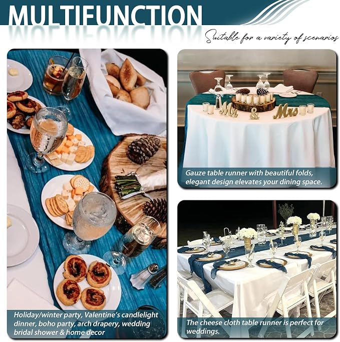 8 Pack Teal Cheesecloth Table Runner 17x108 inch | Boho Gauze Cheese Cloth - Image 7
