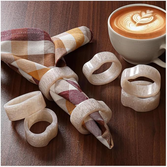 White Resin Napkin Rings, 2x2.25x0.75 in each, handcrafted resin, dining & by CLEENTABLE
