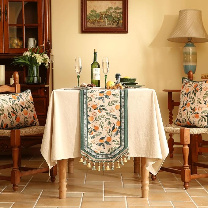 Patdrea Designer Vintage French Linen Table Runner, Thanksgiving Dining Table - Image 2