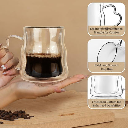 Joeyan Glass Mug 16.9oz, Double Wall Insulated Glass Coffee Mugs Set of 2 | - Image 4