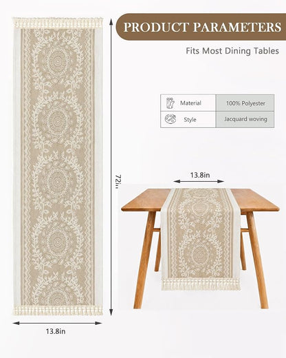 Table Runner, 13.8 x 72 Inch, Jacquard Woven - Image 7