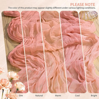 4 Pack Cheesecloth Table Runner 10FT Coral Table Runner Boho Gauze Cheese Cloth - Image 7