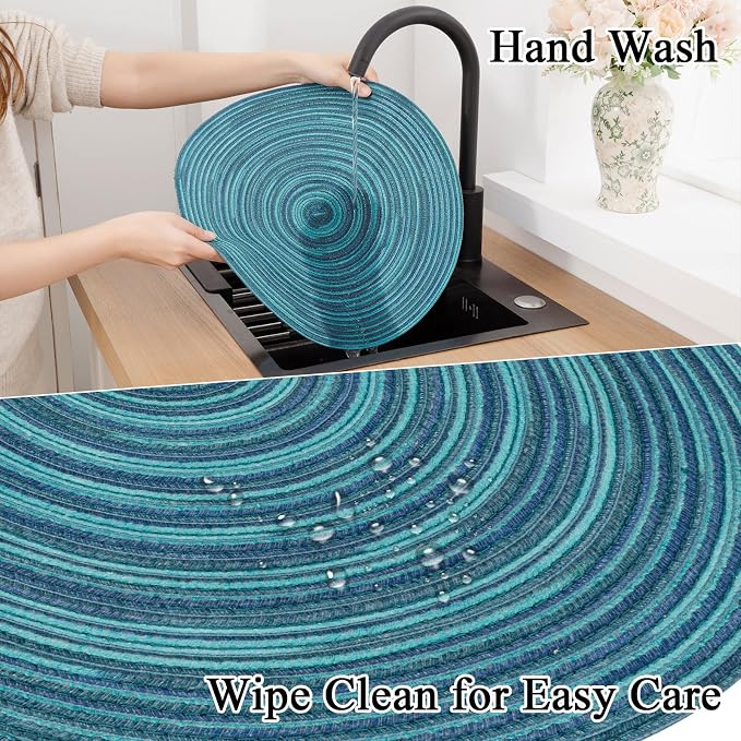SHACOS 15 inch Round Placemats Set of 4 Variegated Multicolor Place Mats Cotton - Image 7
