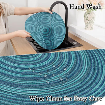 SHACOS 15 inch Round Placemats Set of 4 Variegated Multicolor Place Mats Cotton - Image 7