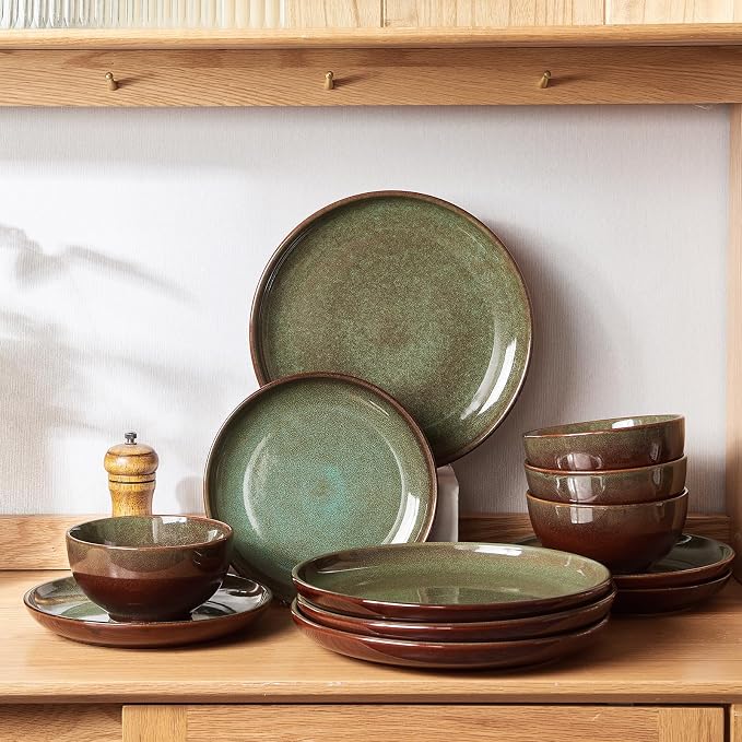 Stoneware Dinnerware Sets for 6, 18 Pieces Ceramic Plates and Bowls Sets - Image 3