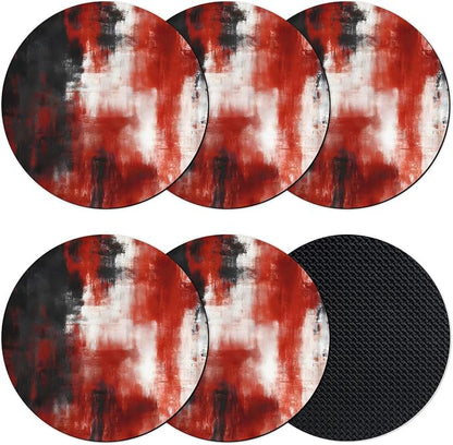 Retro Black Red Coasters Set of 6, Absorbent Coasters by Unknown