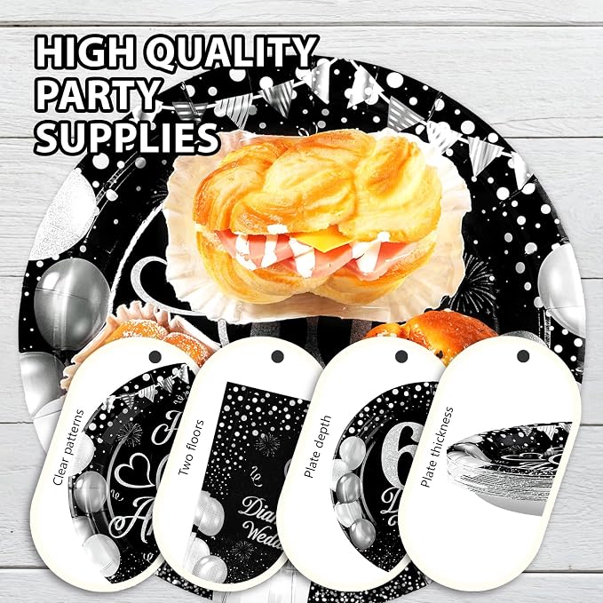 Greencian 96Pcs 60th Wedding Anniversary Decorations, Serves 24 | Anniversary - Image 5
