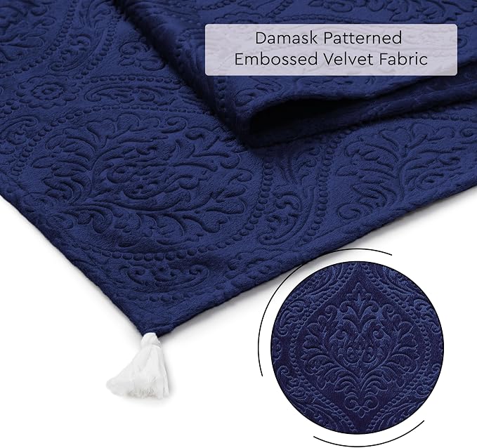 Encasa XO Table Runner, Embossed Velvet, Elegant 13"x94" | Navy Blue, 175 GSM - Image 5