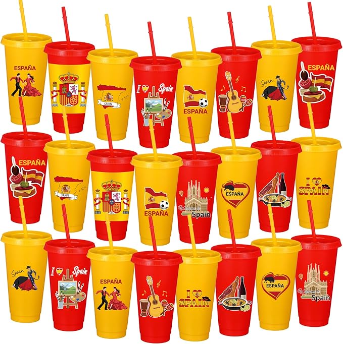 Skylety 24 Pcs Spanish Plastic Tumblers by Skylety