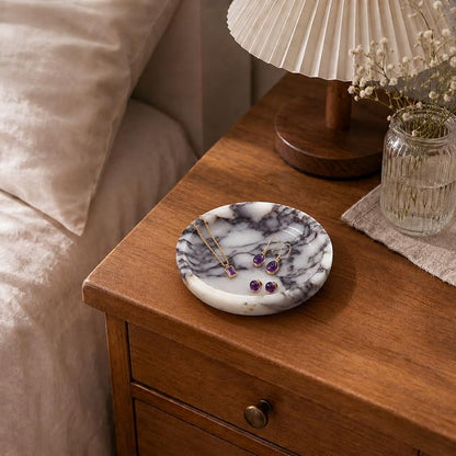 Small Natural Marble Jewelry Tray Key Plate Holder Dish Trinket Decor Catch All - Image 3
