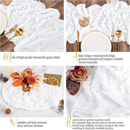 15 Pack White Table Runner 17 x 108inch Cheesecloth Table Runner Boho Gauze - Image 3