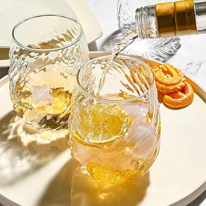 UMEIED 12-Pack Glass Tumbler Set, 16oz Twisted Design | Refractive Spiral - Image 6