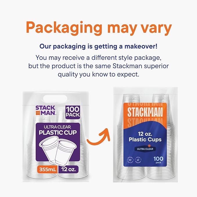 Stack Man Clear Disposable Plastic Cups PET Crystal Clear Disposable 12oz - Image 5