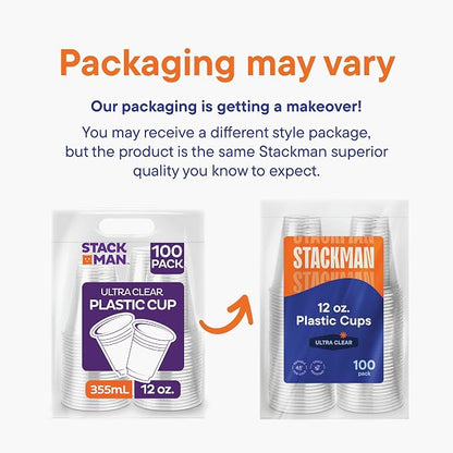 Stack Man Clear Disposable Plastic Cups PET Crystal Clear Disposable 12oz - Image 5