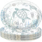 50 Pcs Coastal Turtle Oval Paper Plates 10" x 12" Large Heavy Duty Disposable Ocean Green Sea Turtles Plates Coral Starfish Platters for Coastal Summer Birthday Picnic Party Decorations