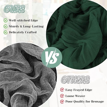 2 Pack Cheesecloth Table Runner, 120 Inch Emerald Green Table Runner | 10 Ft - Image 6
