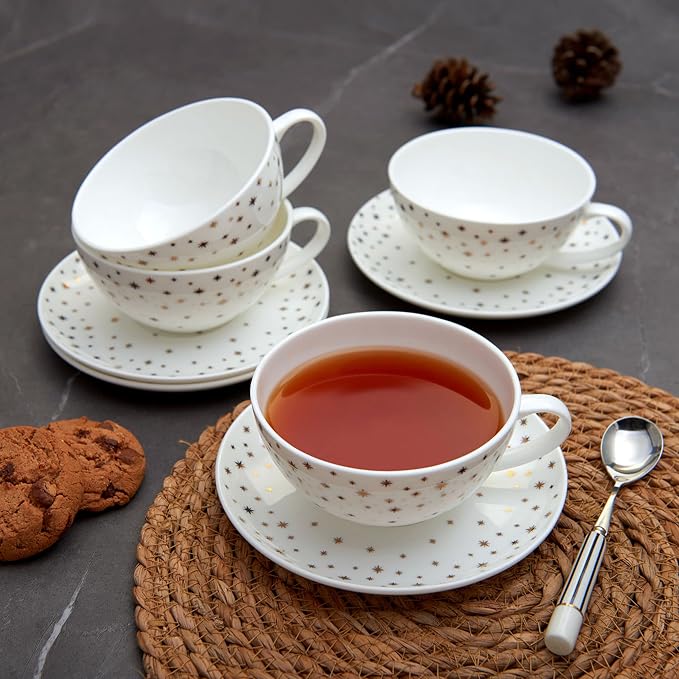 Mikasa Millie Gold Metallic Set of 4 Tea Cups and Saucers, 8 Ounce - Image 4
