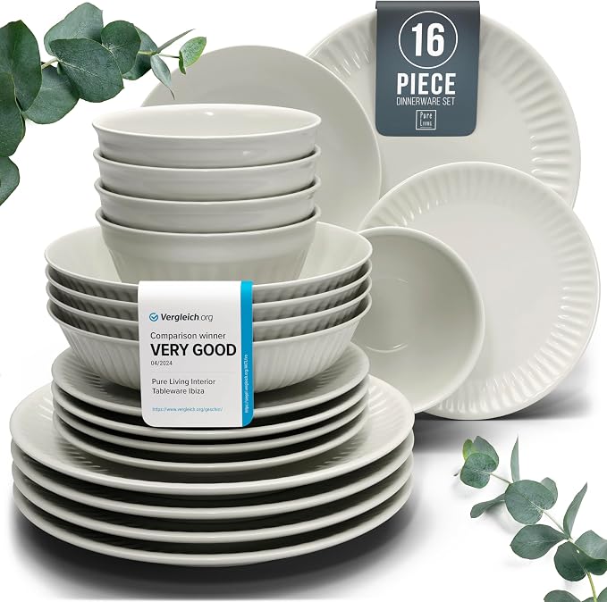 16 Piece Stoneware Dinnerware Set by PURELIVING