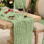 12 Pack Sage Green Cheesecloth Table Runner Boho Gauze Home Decor | 120 Inch by Playieer