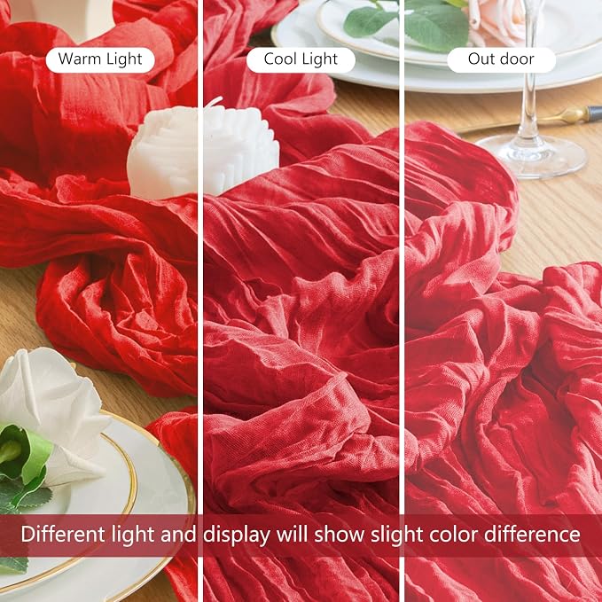 Cheesecloth Table Runner Red 10FT Boho Gauze Runner, 2 Pack | 120 Inch Cheese - Image 8