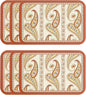 ISAENNE Designer Paisley PVC Placemats Set of 6, Red Classic Pattern Rectangular Placemat, Waterproof and Heat-Resistant Paisley Style,Decoration for Kitchen,Party,Dinning, New Year,12"*17"