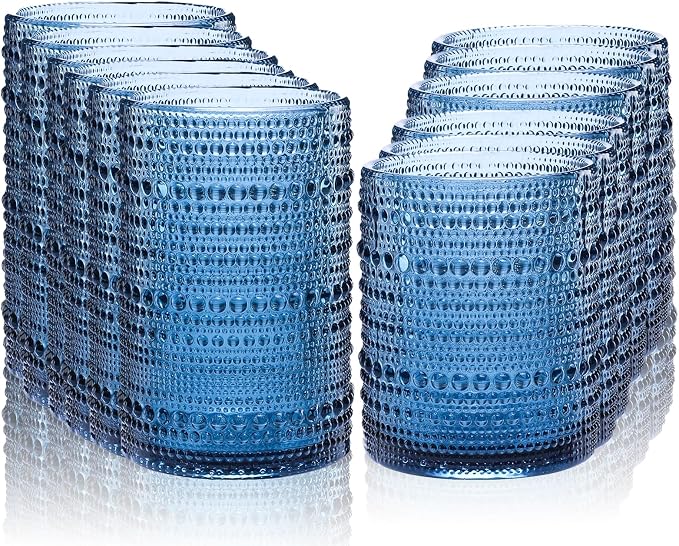 Vintage Blue Hobnail Drinking Glasses by Unknown