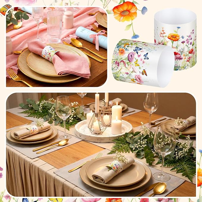 FoldTier 300 Pcs Paper Napkin Rings Disposable Napkin Bands Self Adhesive - Image 5