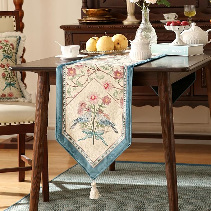 Patdrea Designer Elegant Velvet Table Runner, Colorful Floral Pattern, - Image 2