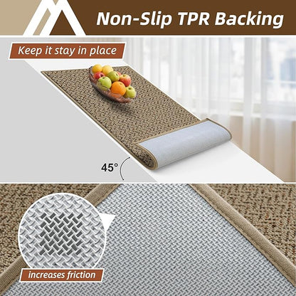 COSY HOMEER Kitchen Rugs 20"x32" Non-Slip Kitchen Mats for Floor Absorbent Stain Resistant Kitchen Floor Mat Machine Washable Rugs for Kitchen,Hallway,Sink,Taupe