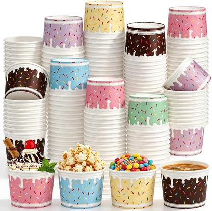 Aodaer 300 Pack 8oz Paper Bowls Sprinkles Ice Cream Cups 6 Color Disposable - Image 5