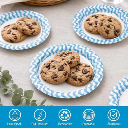 Ginkgo 6 Inch Paper Plates 500 Pack, Disposable Dessert Plates | Small Heavy - Image 4