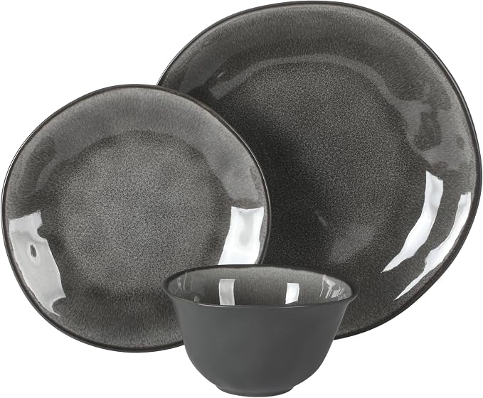 Gibson Elite Port Barton Plates and Bowls Sets, 12-Piece Stoneware Dinnerware - Image 7