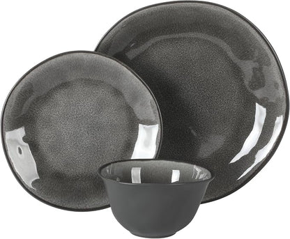 Gibson Elite Port Barton Plates and Bowls Sets, 12-Piece Stoneware Dinnerware - Image 7
