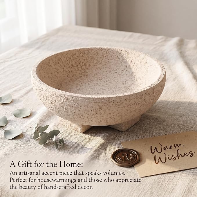 Decorative Bowl for Coffee Table, Modern Round Resin Centerpiece Bowl | Shallow - Image 5