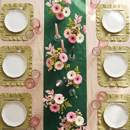 Solino Home 100% Pure Linen Table Runner Pine Green Long, Fete 14 x 90 in | - Image 4