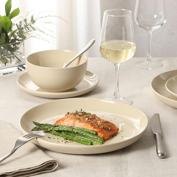 Gibson Home Rockaway 12 Piece Plates and Bowls Matte Glaze Service - Image 5
