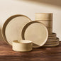 Stoneware Dinnerware Sets for 4, Reactive Glaze, Cream | 12-Piece Everyday by FamiwarePremium